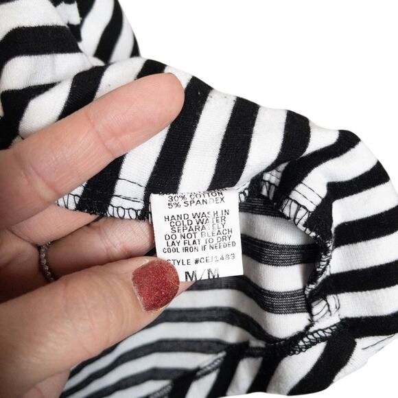 My Beloved Black White Striped Zip Jacket Women’s Medium Casual Comfort Top - Picture 4 of 7